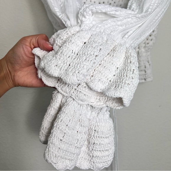 Free People Megan Crochet Top Open Back SZ S IVORY white Boho Cottage Coastal‎ - Picture 7 of 15